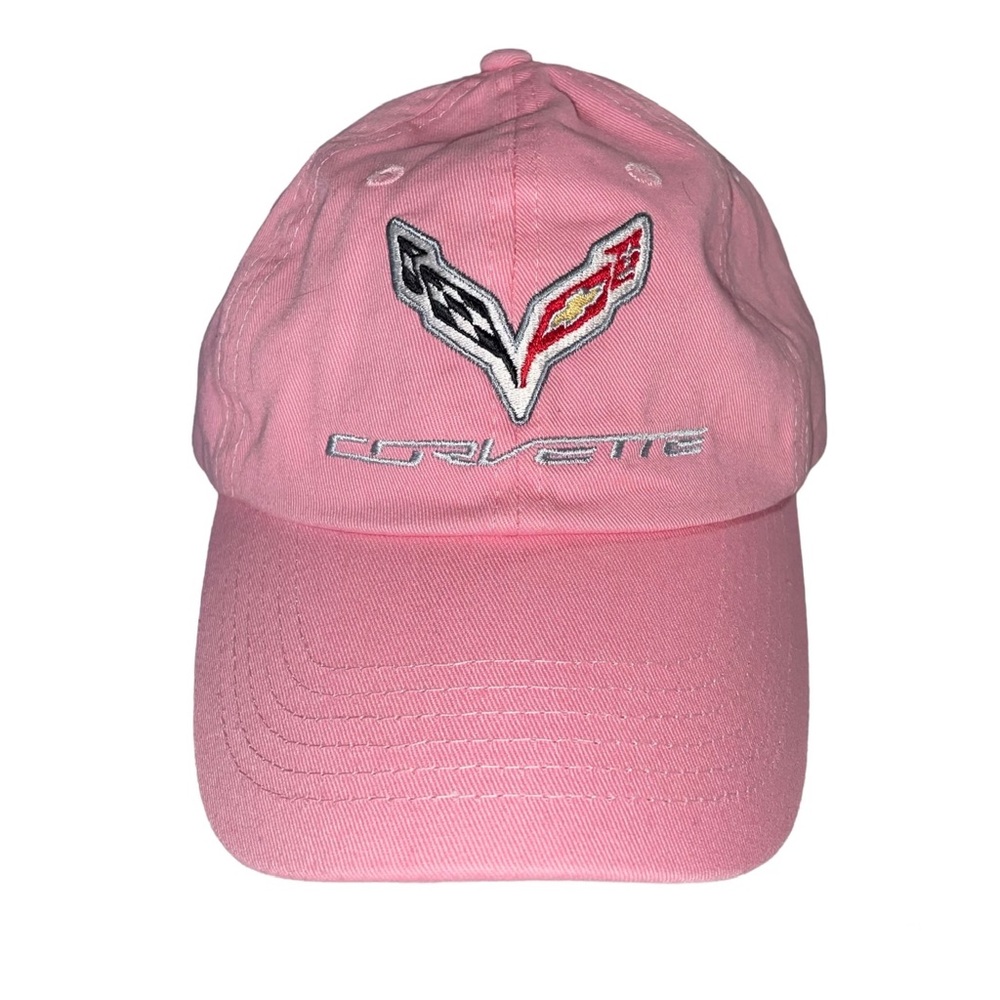 Hot Rods Women's Pink Corvette Embroidered Adjustable Dad Hat- One Size